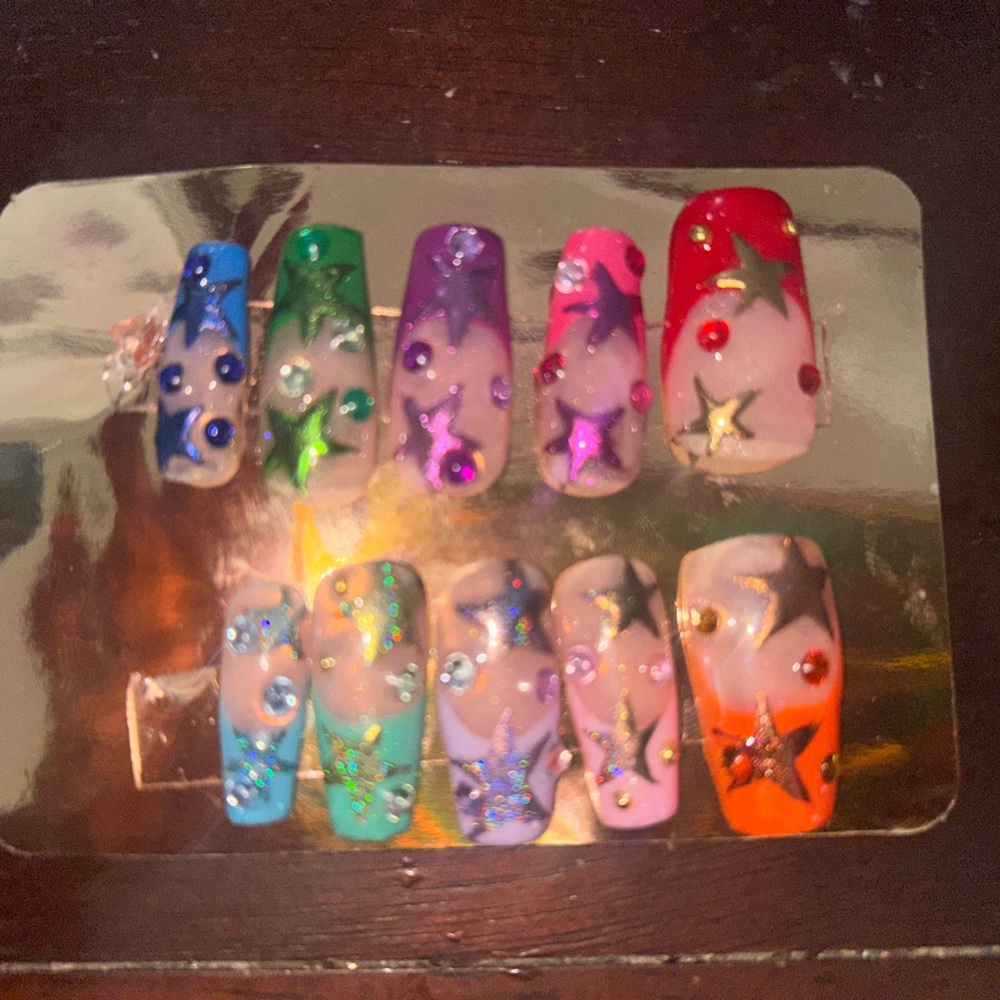 Colorful Starry Nails